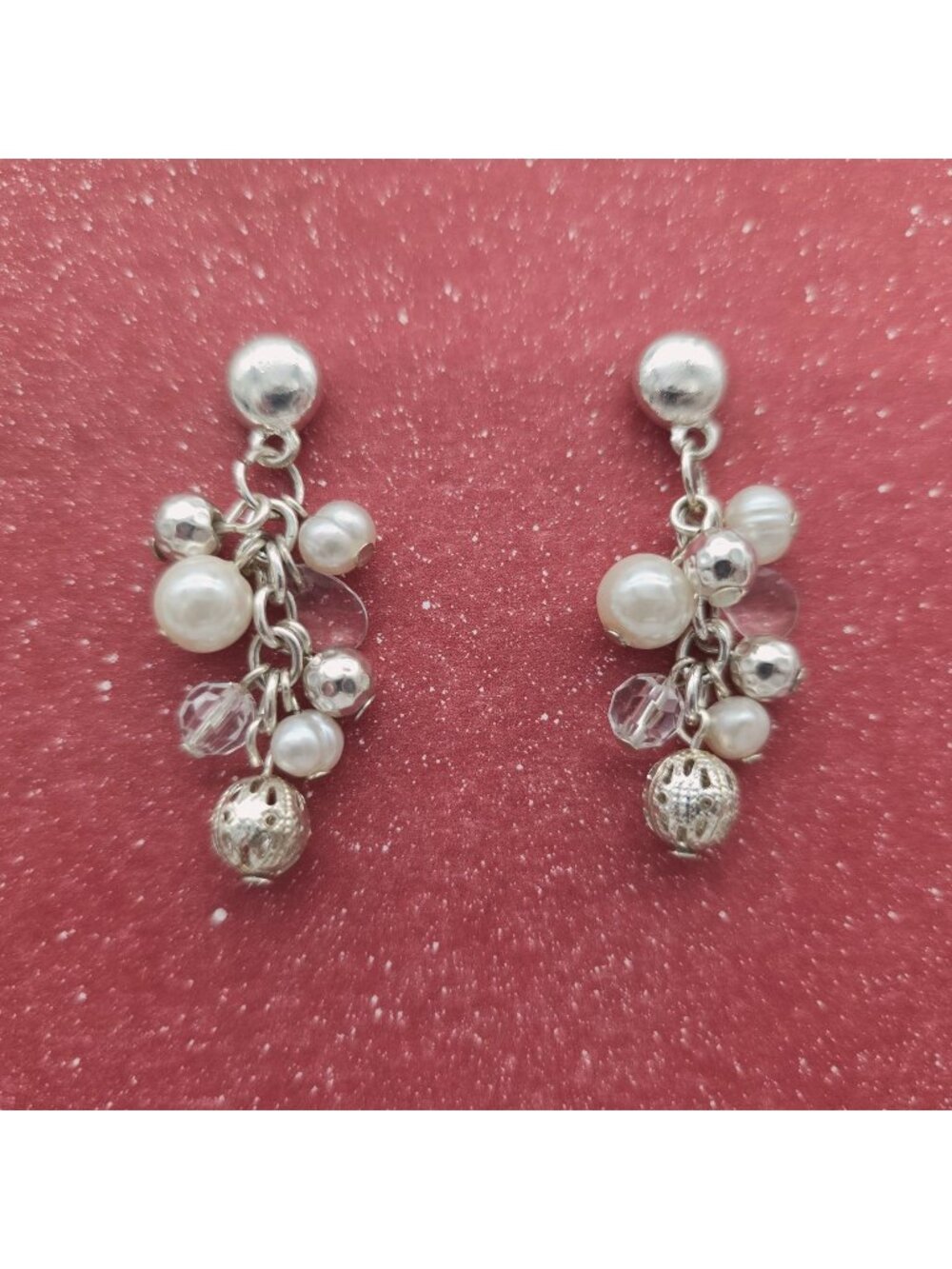Crystal & Freshwater Faux Pearl Dangle Earrings With Crystal Beads For Women